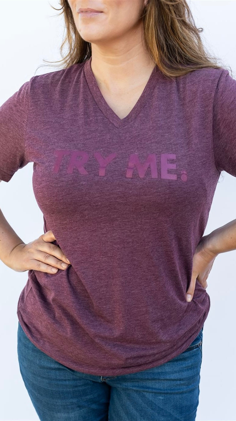 Try Me. V-neck T-shirt