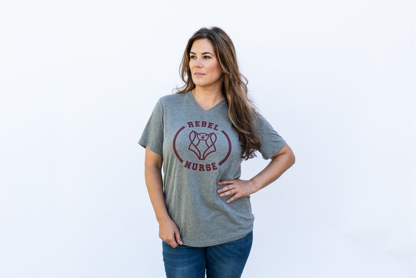 Rebel Nurse Logo V-neck T-shirt