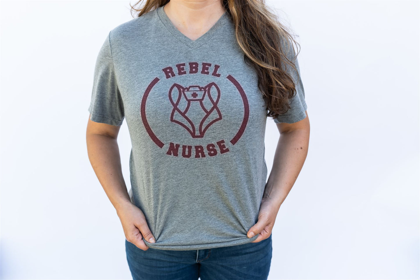 Rebel Nurse Logo V-neck T-shirt